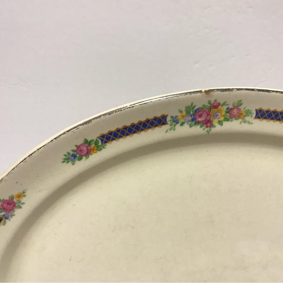 Vintage Superior Hall Blue Bouquet Floral Ceramic platter - Picture 2 of 4